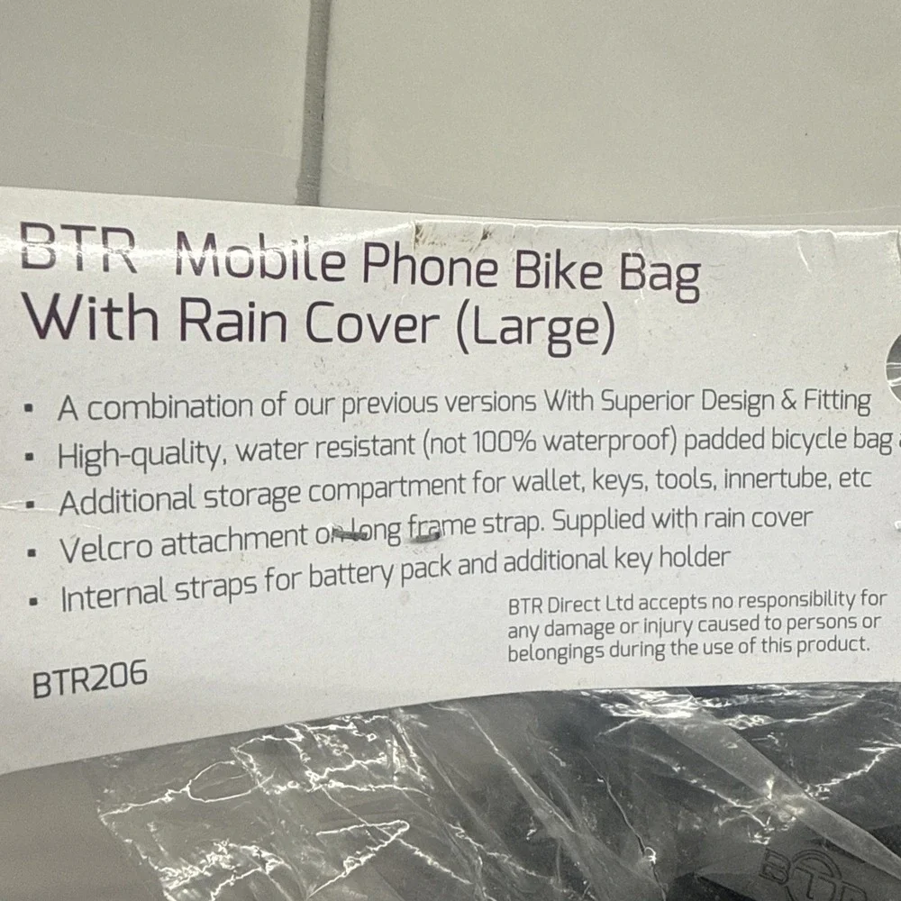 BTR Cycling Mobile Phone Bike Bag W/ Rain Cover (LARGE) Made In UK - Fast Ship!